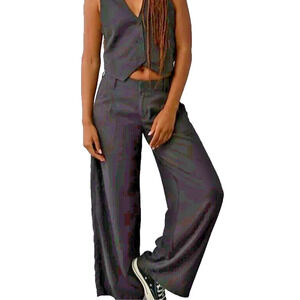 AE American Eagle Womens‎ 8 Tall Pants High Rise Trousers Pleated Wide-Leg